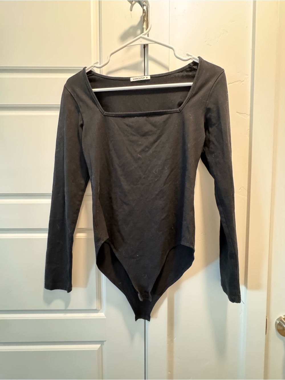 WILDFOX Black Long-Sleeve Square Neck Bodysuit
